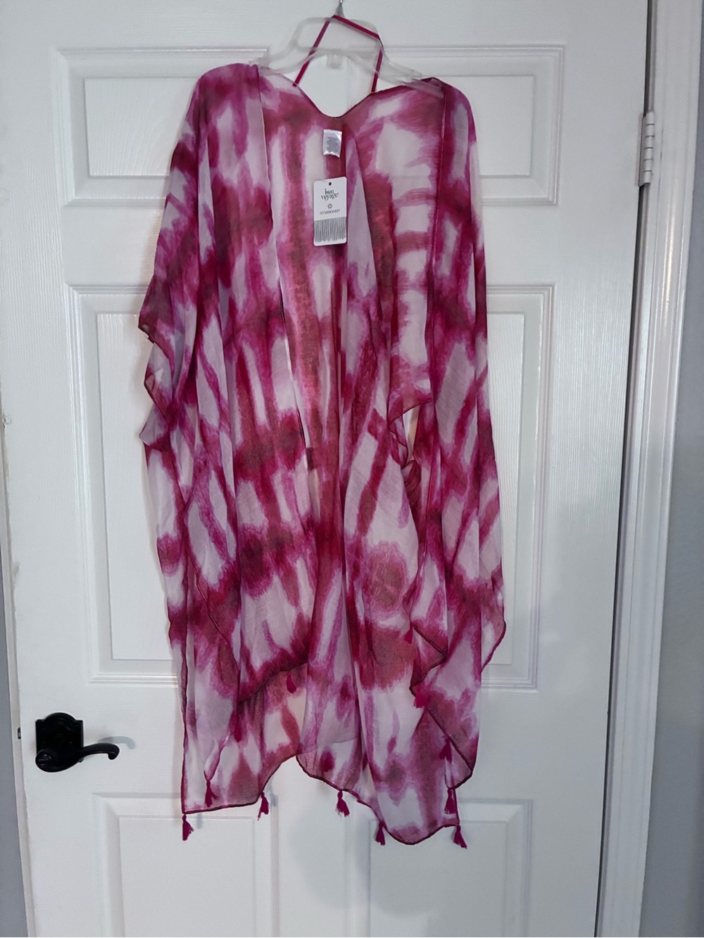 NWT Red and White Tie-Dye Open Front Kimono